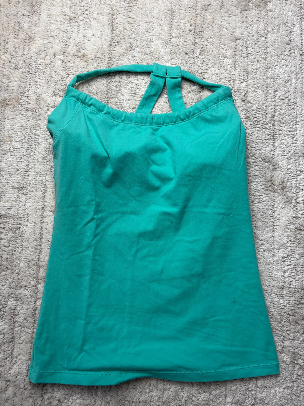 Prana Tank Top Teal Crossback Built In Bra Size M